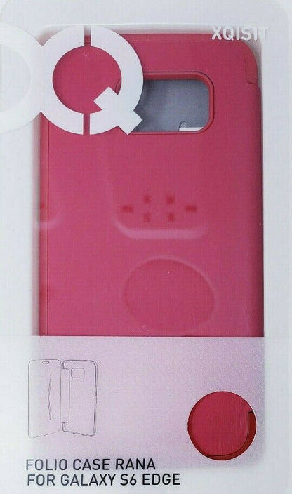 Xqisit Hot Pink Folio Case Rana Fits Samsung Galaxy S6 Edge Book Cover OEM