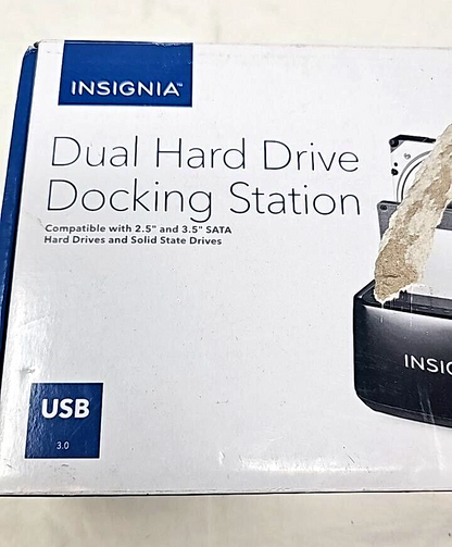 Insignia 2-Bay Dual Hard Drive Docking Station SSD HDD 2.5" 3.5" SATA USB 3.0