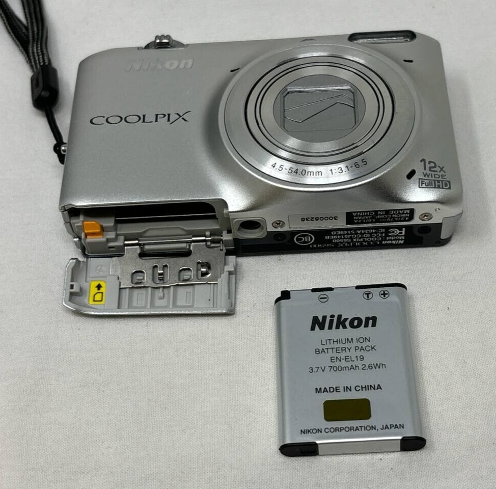 Nikon Coolpix S6500 16 MP Digital Camera 12x Optical Zoom Built In WiFi Silver