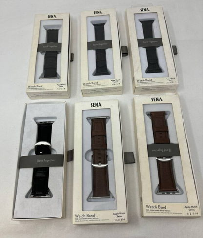 6 Lot Sena Deen Leather Apple Watch Band for 38 40mm Series 1 2 3 4 Brown Black