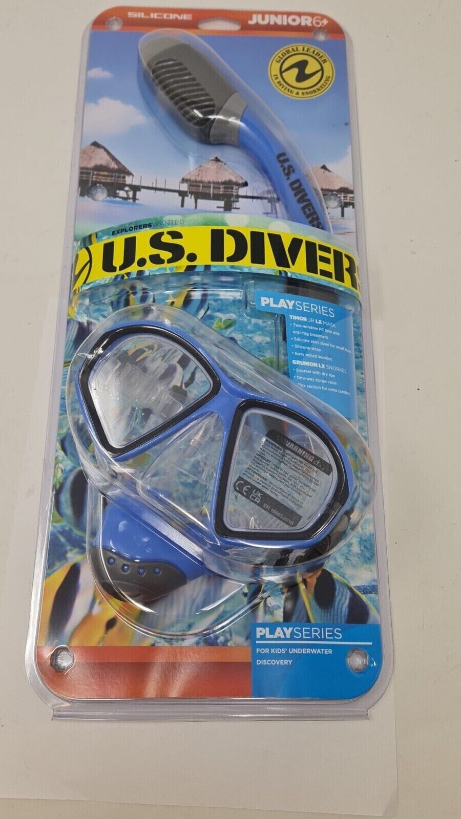 US Diver Set Mask Anti Fog and Snorkel Timor Junior Combo for Kids +6 PlaySeries