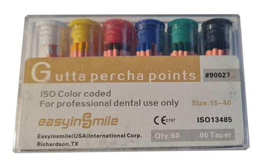 Gutta Percha Points Color Coded 0.06 Taper 15 to 40 pts USA 90027 60 units