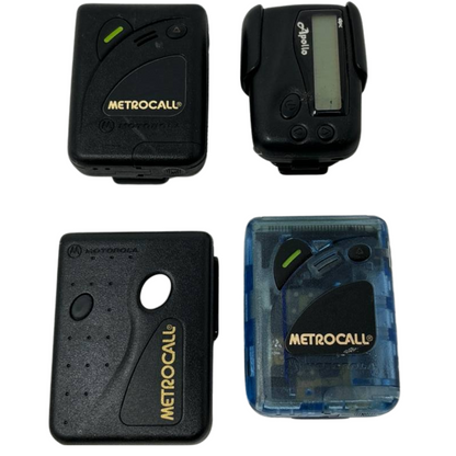 Lot of 4 Vintage Motorola Pagers Beepers Belt Clips Clock Backlight Vibration