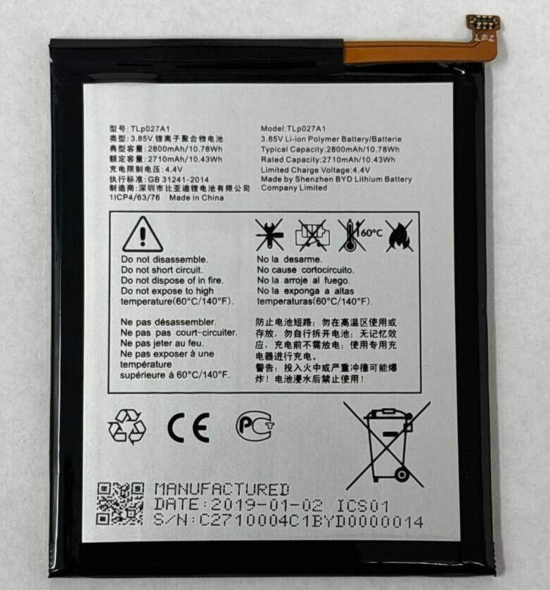 Battery TLP027A1 Replacement 3.85V 2800mAh For Alcatel Idol 5 6058 5085 Original