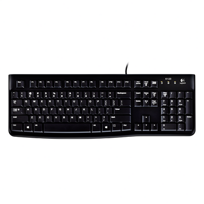 Logitech K120 Wired USB Membrane Keyboard Basic Full Size 105 Keys Black for PC