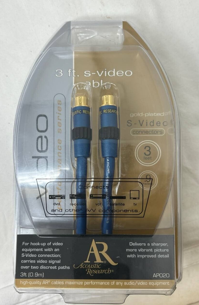 Acoustic Research S-Video Cable Performance Series 3 Feet For TV Video Audio