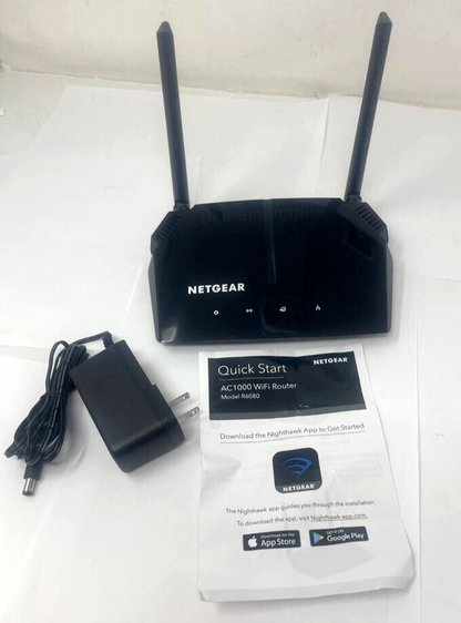 Netgear R6080 Smart WiFi Gigabit Router Dual Band AC1000 NAT Firewall Black Kit