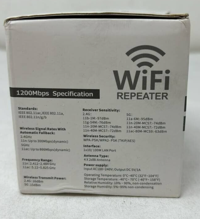 Internet Booster Wireless Signal WiFi Repeater Dual Band Range Extender 1200mbps