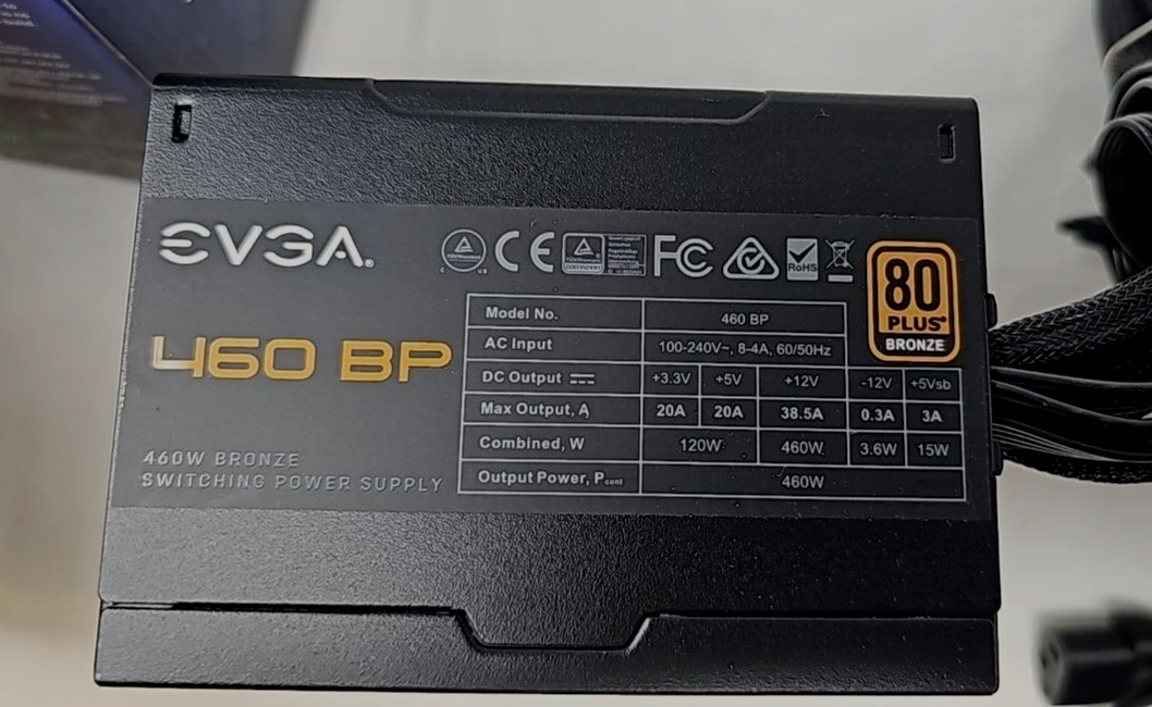 EVGA 460 BP 80+ Bronze Power Supply for Computer 24 Pin 120mm Fan Original 460W