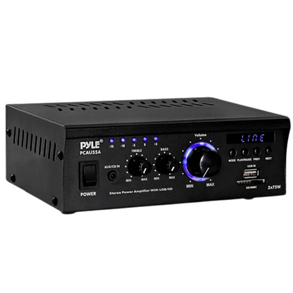 Pyle PCAU35A Digital Stereo Amplifier Compact Audio Speaker AUX USB SD READ