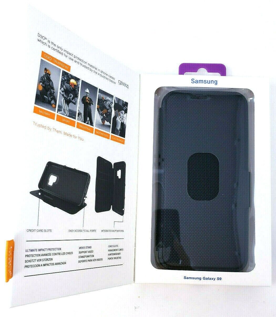 Book Case for Samsung Galaxy S9 Gear4 Oxford Shockproof Folio Cover Black