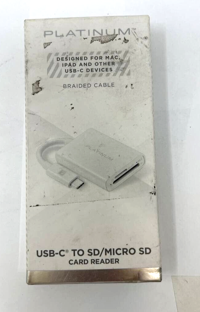 Platinum USB C to SD and microSD Card Reader Adapter for iMac iPad Windows White