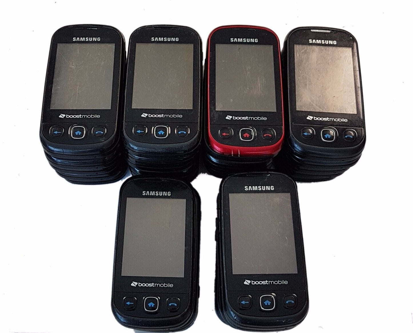 27 Lot Samsung Seek SPH-M350 CDMA Android Boost Mobile Smartphone Used Black Red