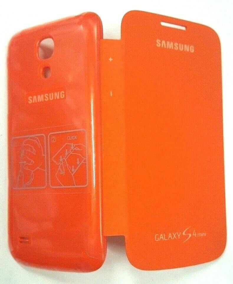 Orange Flip Door Cover Folio Case For Samsung Galaxy S4 Mini i9190 i257 i9195