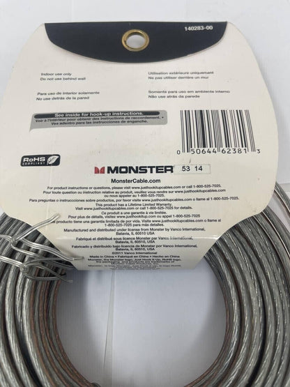 Monster Economy Speaker Wire Roll Cable 2 Conductor Just Hook it Up 50ft LONG