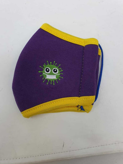 Unisex Purple Yellow Face Mask For Kids Reusable Cotton Mouth Cover Protection