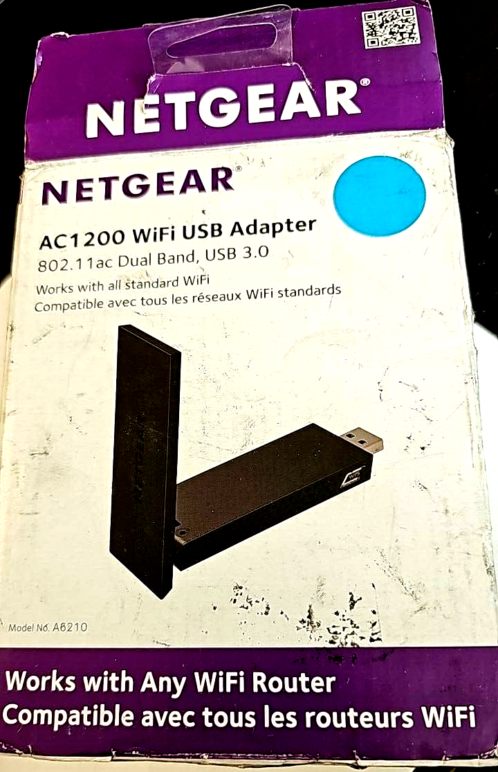 Netgear A6210 USB WiFi Adapter Wired Dual Band for Desktop AC1200 PC Black