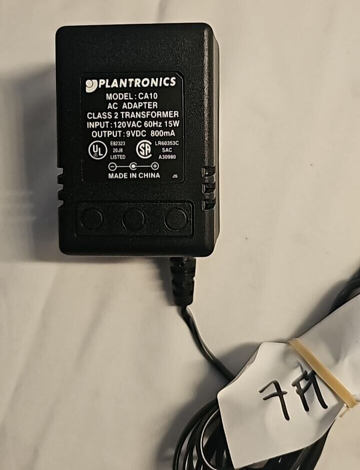 Power Supply CA10 Plantronics AC DC Wall Adapter Class 2 Transformer 7.2W 9v 800