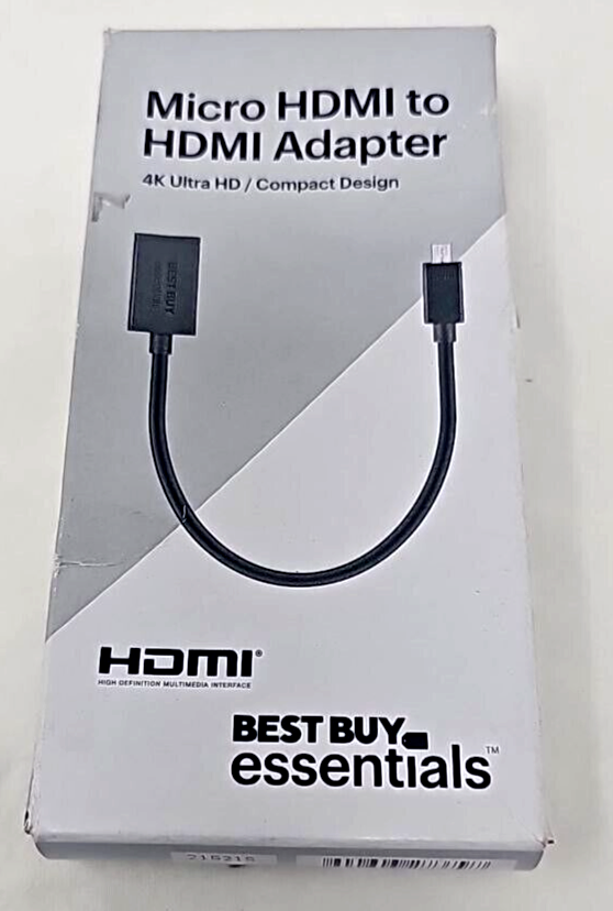 Best Buy Essentials Micro HDMI to Female HDMI Type D Adapter Cable 4K 60Hz 6 inc