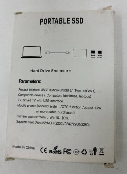 Portable SSD Mobile Storage External Hard Drive Enclosure 16TB USB 3.1 Type C