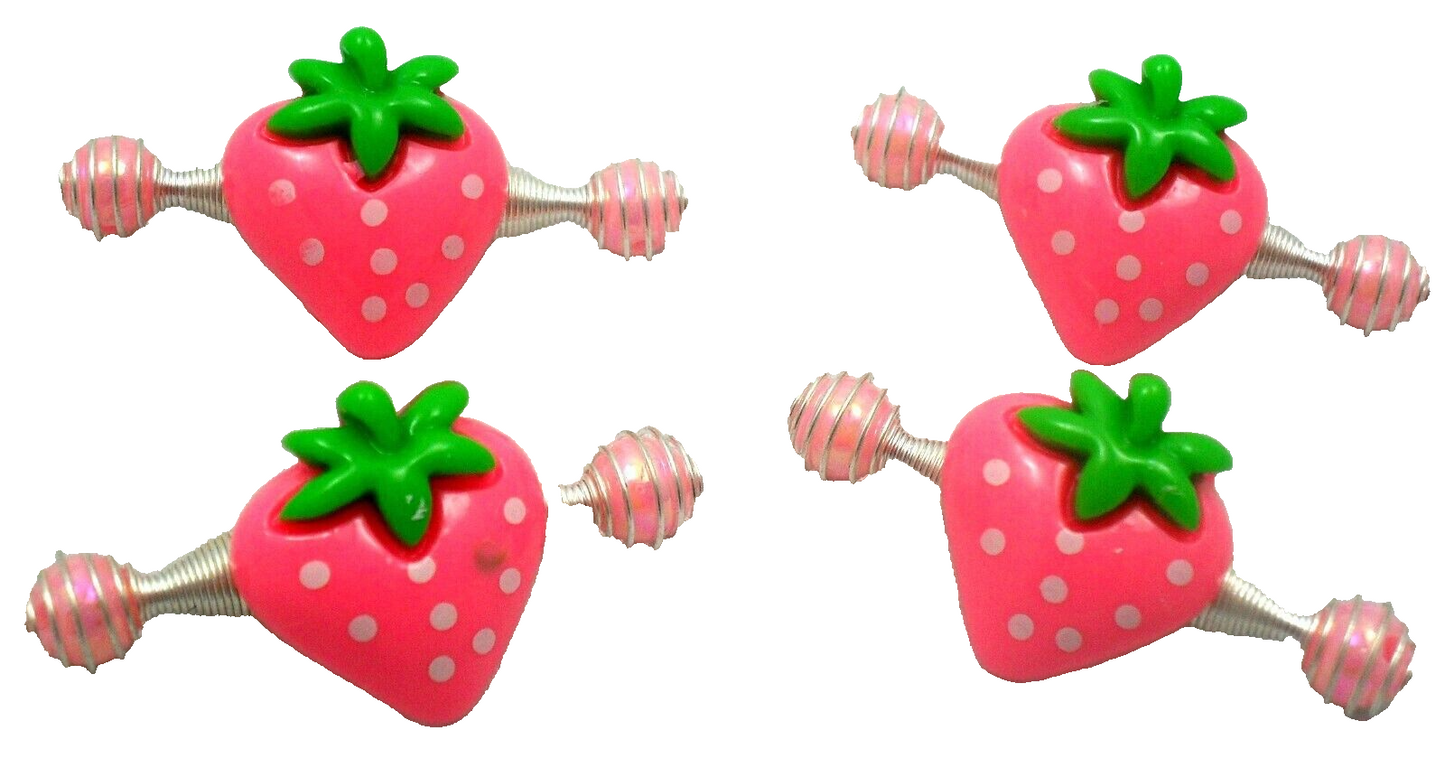 Set of 4 Hair Clip Spring Baby Girly Decorative Strawberry Accent Delicate Tinny