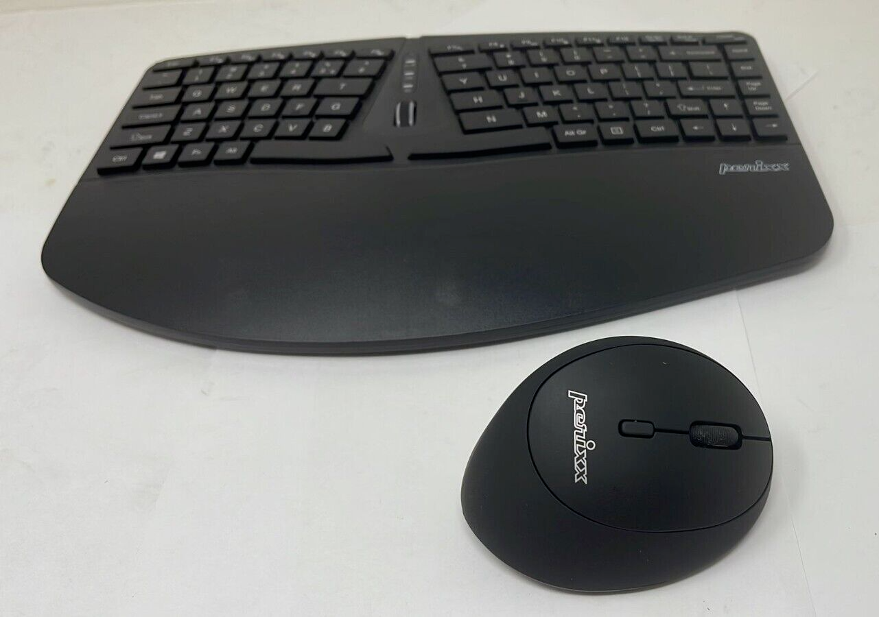 Perixx Wireless Slim Ergonomic Full Size Keyboard and Vertical Mouse Set Combo