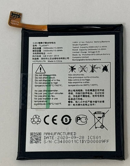 Battery TLP034F1 Replacement for Alcatel 3 3L 2019 5039D 5053K 5053Y 3500mAh