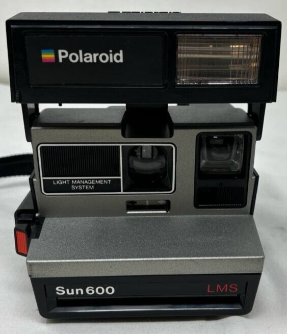 Vintage Polaroid Camera Sun 600 LMS Instant Film Flash Cam with Strap Vintage