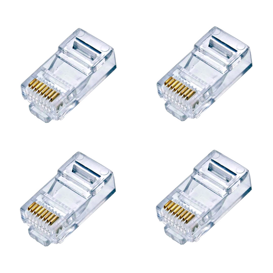 100 Units RJ-45 Plug CAT 6 Internet Connector for Network Cable Clear Plastic