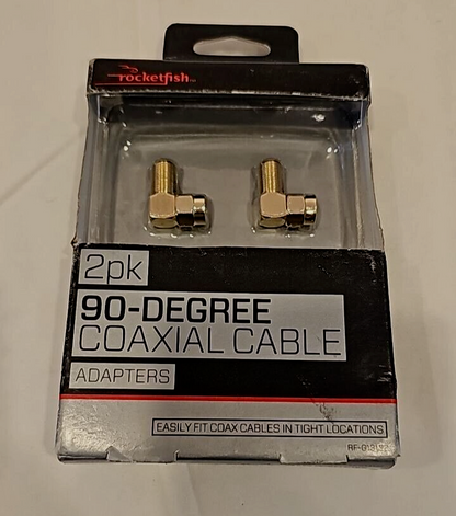 Rocketfish RF-G13122 Coax Cable Adapter 90 Degree Compact Angled 2 Pack Gold