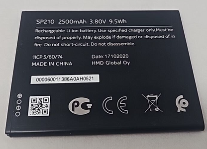 Battery SP210 For Nokia 1.4 TA-1356 C1 Plus Ta-1312 C2 TA-1204 2500mAh 3.8V OEM