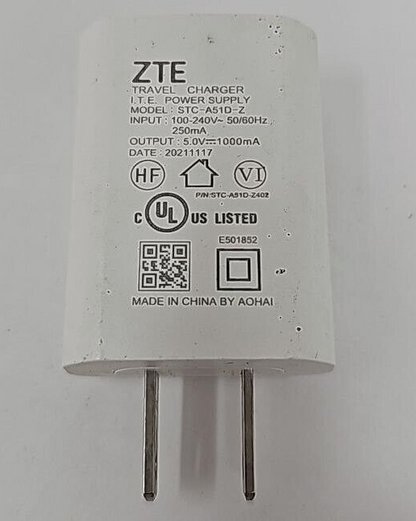 ZTE Wall Charger USB Travel Phone Tablet Power Adapter 5V 1A White Universal A3