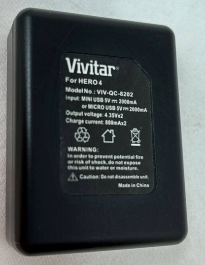 Vivitar Dual Li-ion Recharge Battery and Charger for GoPro AHDBT-401 AHBBP-401