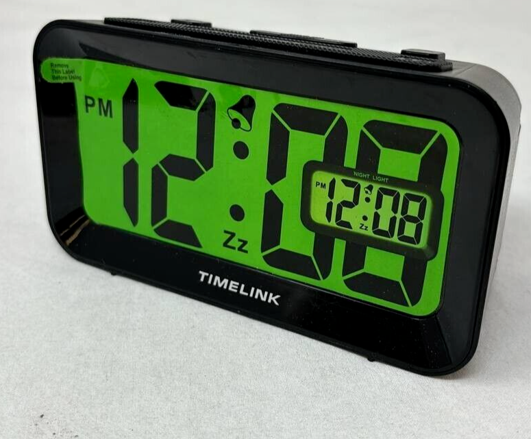 Timelink Desk Alarm Clock with 8 Minute Snooze Light Up 2" Large Numbers Display