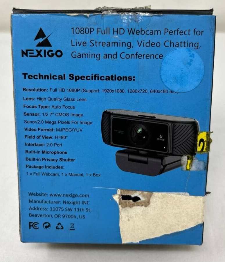 NexiGo 1080P 60FPS Webcam Streaming USB Autofocus Video Camera with Mic for PC