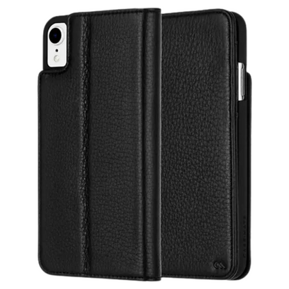 Case Mate Wallet Folio Black Case iPhone XR Leather Cover Card ID Holder