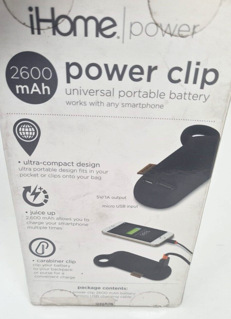 iHome Power Clip Universal Portable Charger External Battery Powerbank 2600mAh