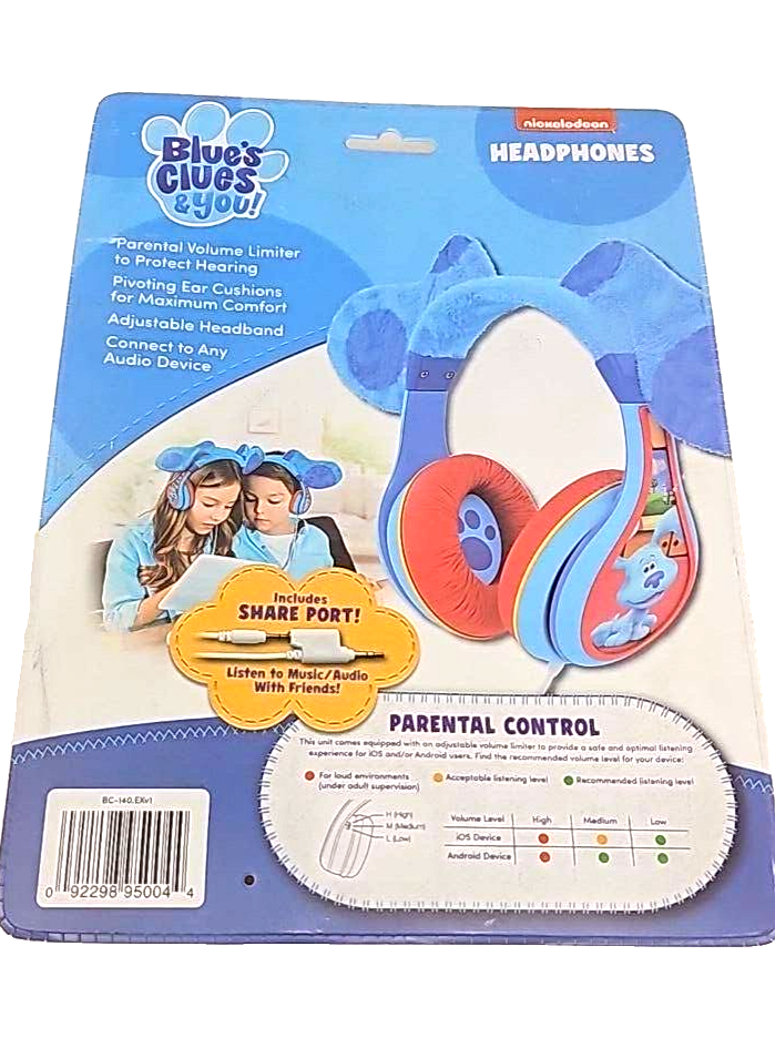 Nickelodeon Kids Blues Clues Wired Headphone for Kids Parental Control Phone 3.5