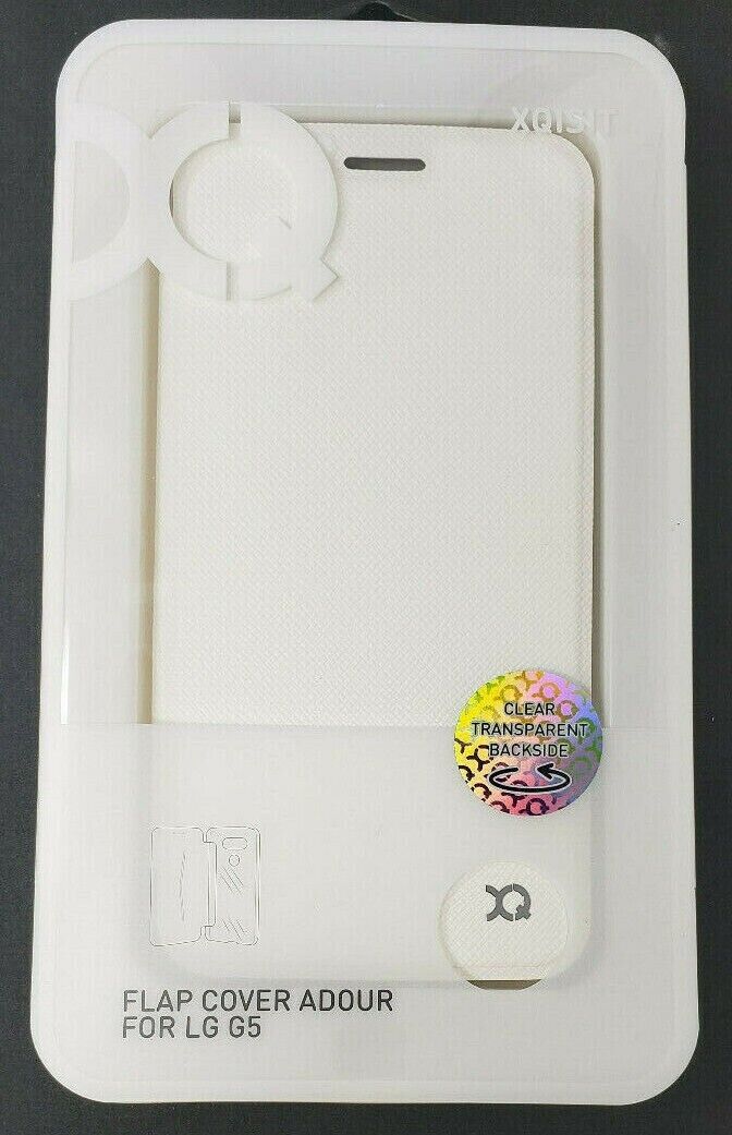 XQISIT Flap Hard Case Adour Folio Book Cover  Clear Back for LG G5 Original