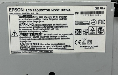 Epson H284A Powerlite 78 3LCD Multimedia Projector 2200 Lumens 4:3 XGA HD READ