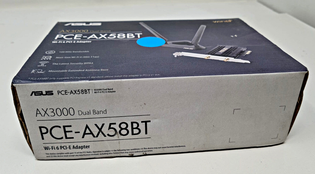 Asus PCE-AX58BT Dual Band WiFi 6 PCI-E 802.11ax Adapter 2 Antennas Bluetooth 5.0