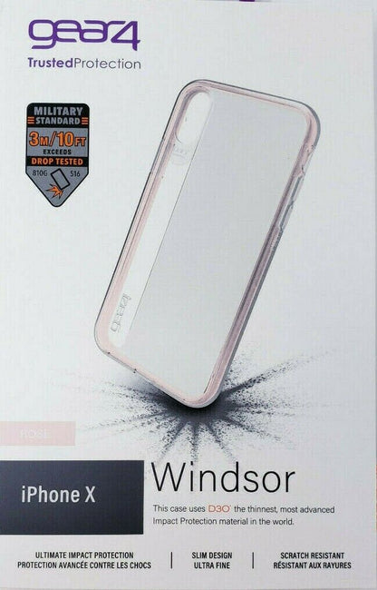 Case For Apple iPhone X XS Gear4 Clear Phone Cover Shockproof D30 Rose Gold OEM