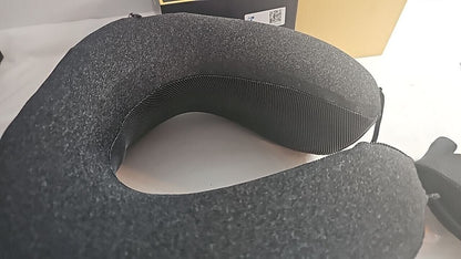 MLVOC Memory Foam Neck Pillow Contoured Eye Mask and Earplugs Travel Kit Black