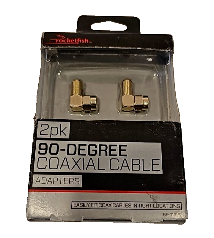 Rocketfish RF-G13122 Coax Cable Adapter 90 Degree Compact Angled 2 Pack Gold