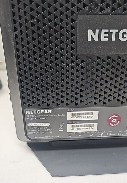 Netgear C7000v2 Nighthawk Gigabit WiFi Cable Modem Router Only Internet AC1900