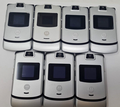 7 Lot Motorola Razr V3m Verizon Silver Used Wholesale Phone connection problems
