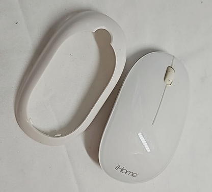 iHome Wireless Laser Mouse Ergonomic Bluetooth Ambidextrous Slim White for Mac