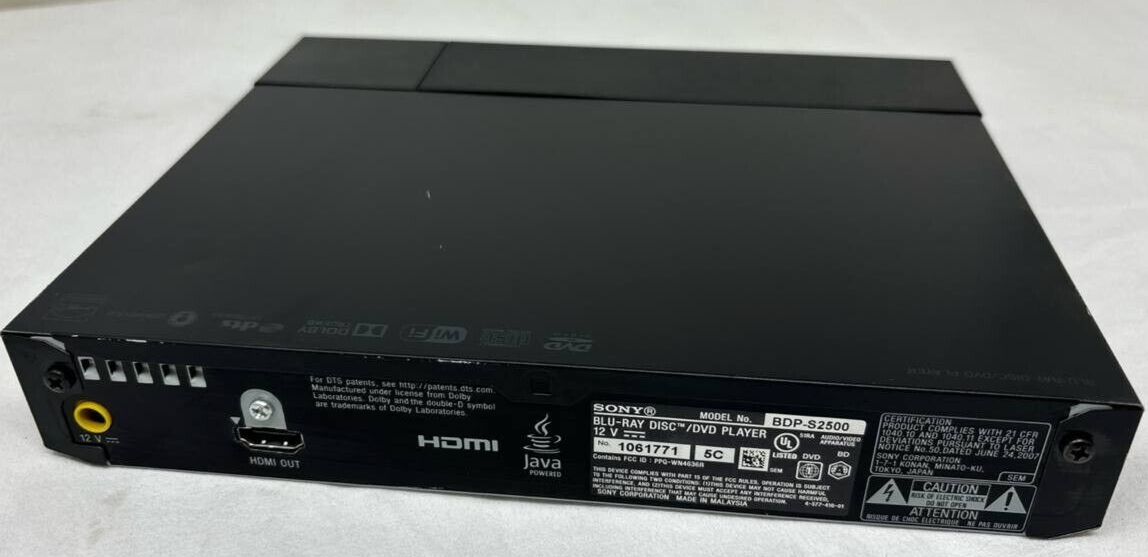 Sony BDP-S2500 CD DVD Blu-Ray Player WiFi HDMI Dolby Digital HD Stream READ