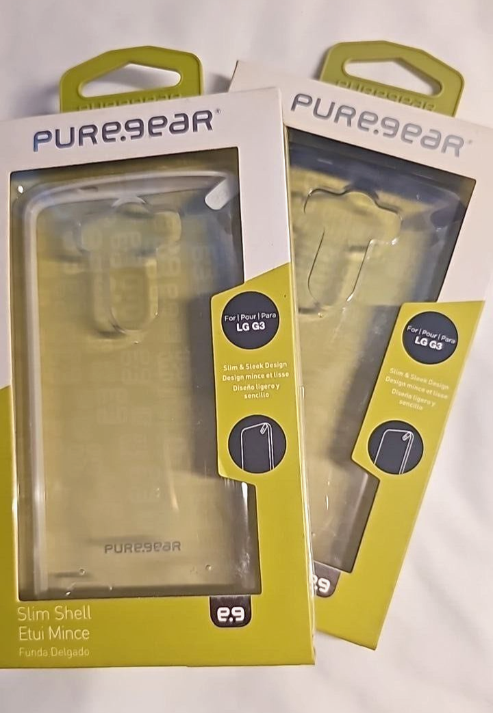 Lot of 2 Puregear Slim Shell Impact Cases for LG G3 Clear Slim Cover Black White