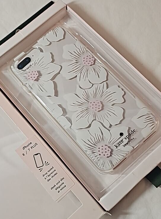 Kate Spade Hardshell Case for iPhone 6 6S 7 8 Plus Hollyhock Floral White Floral